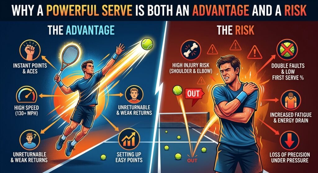 Why a Powerful Serve Is Both an Advantage and a Risk
